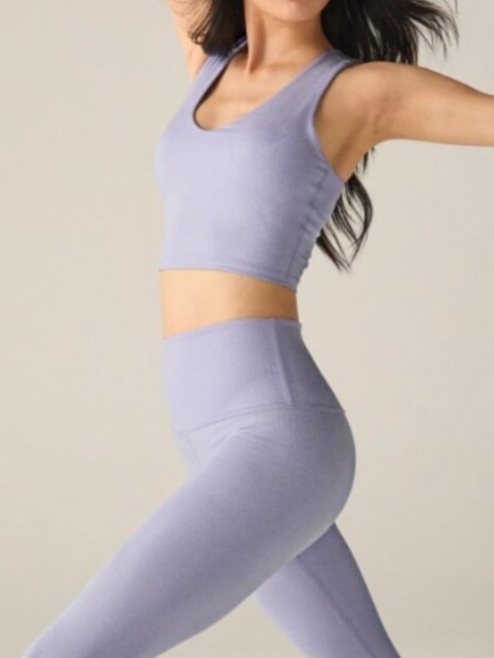 New Beyond Yoga Glow On ribbed bra Cropped Tank blue frost shimmer XL